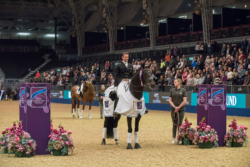 What a debut. Edward and GLOCK's Zonik winning the World Cup Grand Prix at Olympia - The London International Horse Show. © Jon Stroud